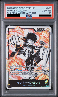 PSA 10 Monkey D Luffy ST13-003 Black White Alt Art One Piece Card Japanese 2023